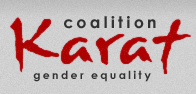 Na  obrazku logo Koalicji Karat w formie napisu Coalition Karat Gender equality