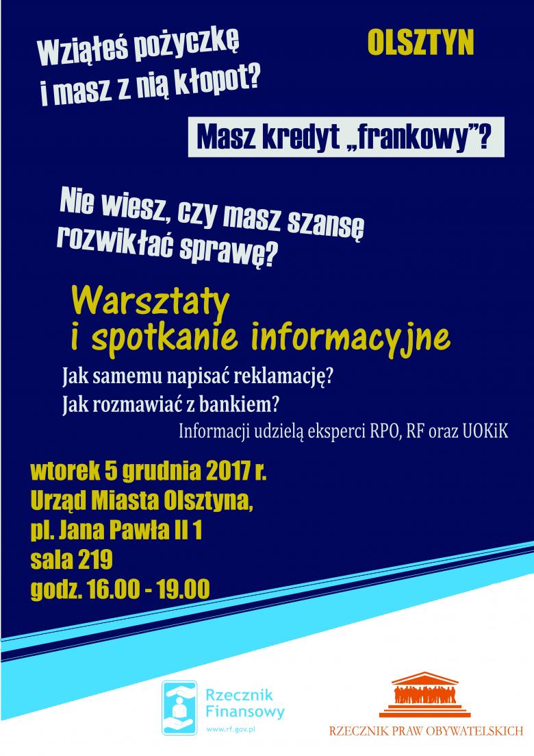 Plakat informujący o spotkaniu w Olsztynie