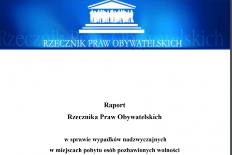 Biało-niebieska okładka z tytułem raportu
